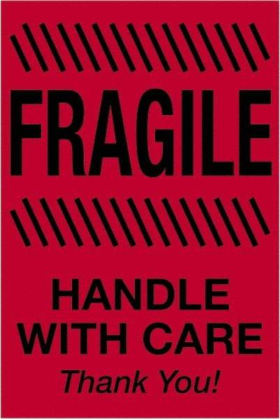 Tape Logic - 3" Long, Fluorescent Red Paper Shipping Label - For Multi-Use - Industrial Tool & Supply