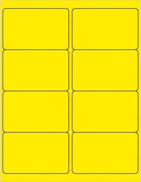 Made in USA - 4" Long, Fluorescent Yellow Paper Laser Label - For Laser Printers - Industrial Tool & Supply