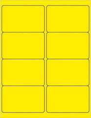 Made in USA - 4" Long, Fluorescent Yellow Paper Laser Label - For Laser Printers - Industrial Tool & Supply