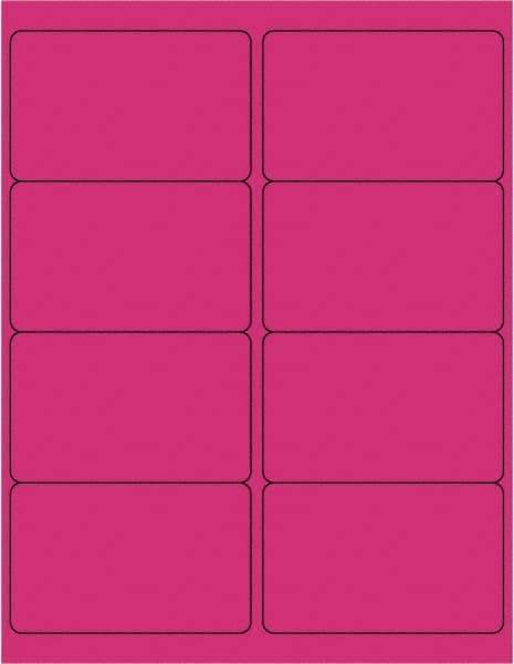 Made in USA - 4" Long, Fluorescent Pink Paper Laser Label - For Laser Printers - Industrial Tool & Supply