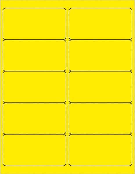 Tape Logic - 4" Long, Fluorescent Yellow Paper Laser Label - For Laser Printers - Industrial Tool & Supply