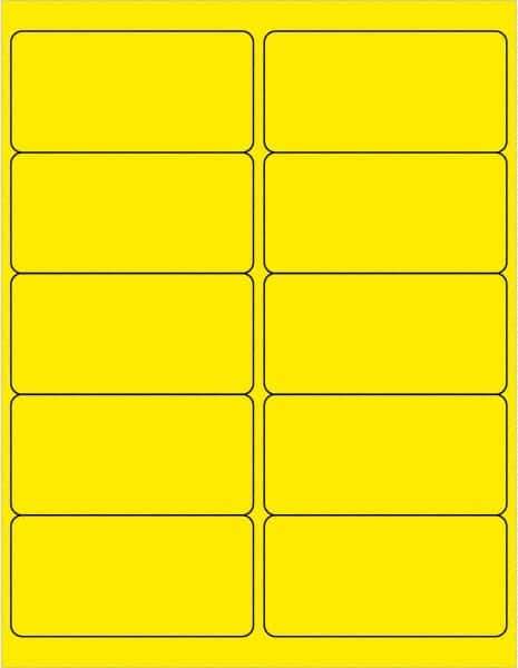 Tape Logic - 4" Long, Fluorescent Yellow Paper Laser Label - For Laser Printers - Industrial Tool & Supply