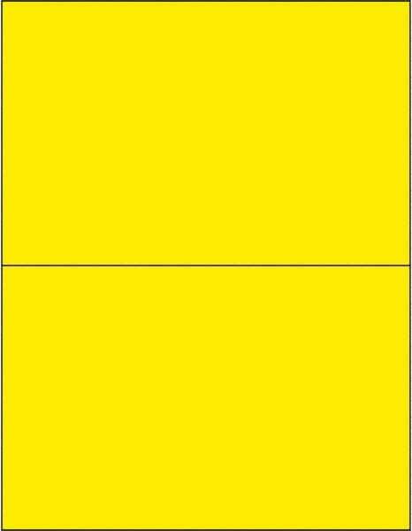 Made in USA - 8-1/2" Long, Fluorescent Yellow Paper Laser Label - For Laser Printers - Industrial Tool & Supply