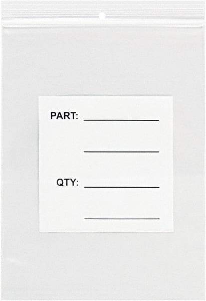 Value Collection - 12 x 15", 4 mil Parts Bag with Hang Holes - Clear - Industrial Tool & Supply