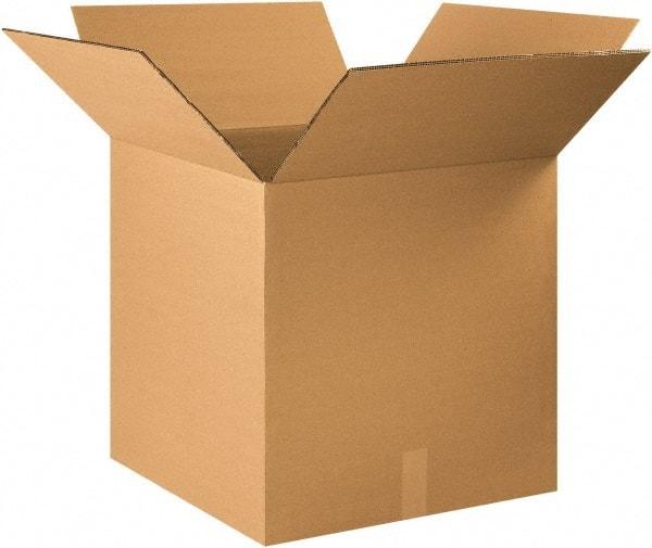 Made in USA - 22" Wide x 22" Long x 22" High Square Heavy Duty Corrugated Box - 2 Walls, Kraft (Color), 100 Lb Capacity - Industrial Tool & Supply