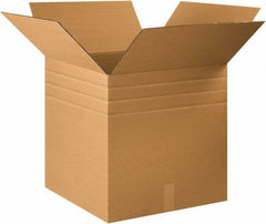 Made in USA - 22" Wide x 22" Long x 22" High Square Multi-Depth Box - 1 Wall, Kraft (Color), 65 Lb Capacity - Industrial Tool & Supply