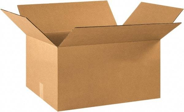 Made in USA - 15-5/8" Wide x 21-3/8" Long x 12-5/8" High Rectangle Corrugated Shipping Box - 1 Wall, Kraft (Color), 65 Lb Capacity - Industrial Tool & Supply