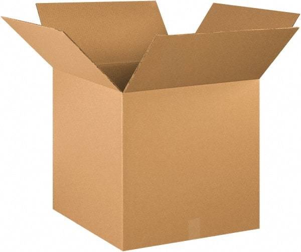 Made in USA - 20" Wide x 20" Long x 20" High Square Heavy Duty Corrugated Box - 2 Walls, Kraft (Color), 140 Lb Capacity - Industrial Tool & Supply
