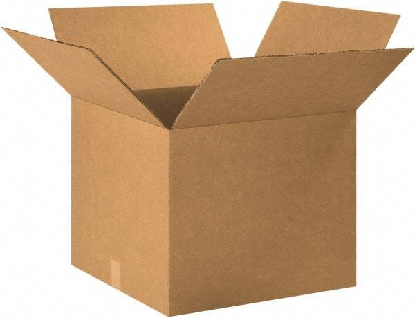Made in USA - 20" Wide x 20" Long x 16" High Rectangle Heavy Duty Corrugated Box - 2 Walls, Kraft (Color), 100 Lb Capacity - Industrial Tool & Supply