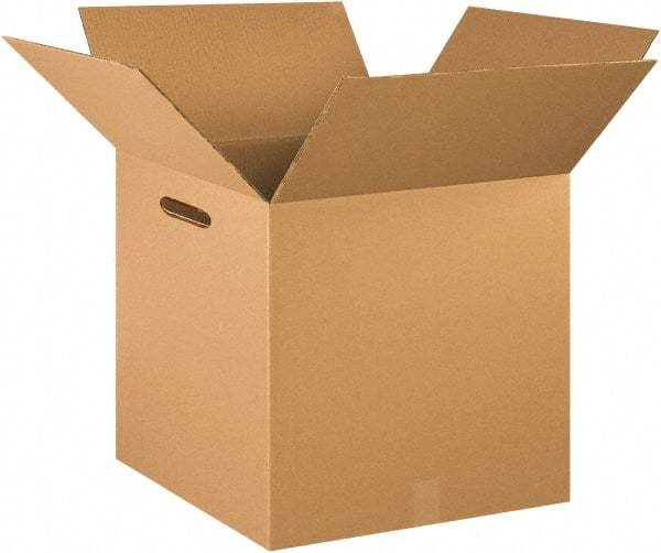 Made in USA - 24" Wide x 24" Long x 24" High Rectangle Heavy Duty Corrugated Box - 2 Walls, Kraft (Color), 100 Lb Capacity - Industrial Tool & Supply