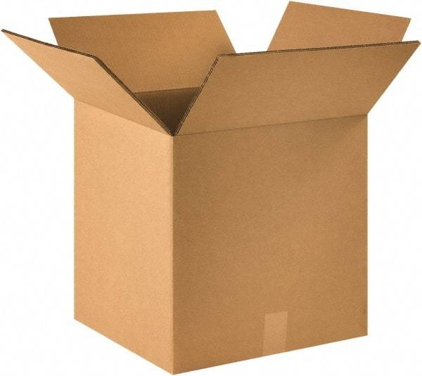 Made in USA - 16" Wide x 16" Long x 16" High Square Heavy Duty Corrugated Box - 2 Walls, Kraft (Color), 140 Lb Capacity - Industrial Tool & Supply
