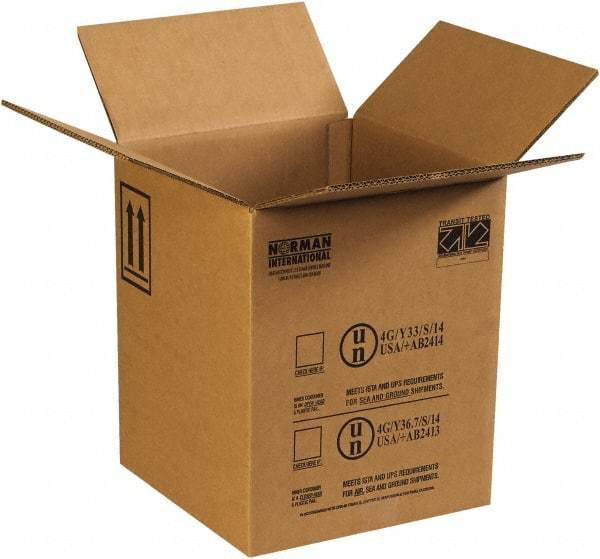 Made in USA - 12-1/2" Wide x 12-1/2" Long x 15-1/8" High Rectangle Corrugated Shipping Box - 2 Walls, Kraft (Color), 100 Lb Capacity - Industrial Tool & Supply