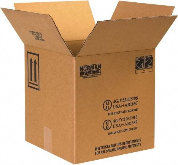 Made in USA - 12-1/4" Wide x 12-1/4" Long x 12-3/4" High Rectangle Corrugated Shipping Box - 1 Wall, Kraft (Color), 95 Lb Capacity - Industrial Tool & Supply
