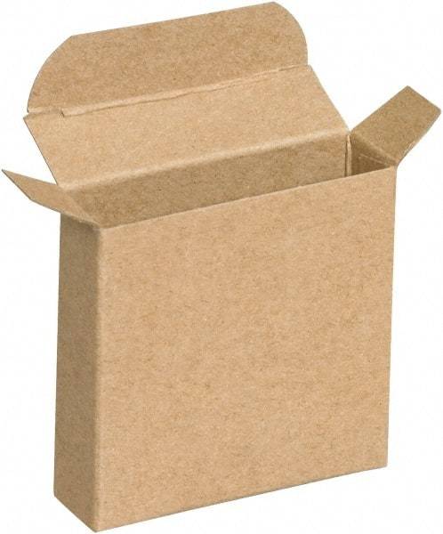 Made in USA - 1" Wide x 3-1/4" Long x 3-1/4" High Rectangle Chipboard Box - 1 Wall, Kraft (Color) - Industrial Tool & Supply