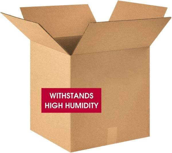 Made in USA - 18" Wide x 18" Long x 18" High Square Corrugated Shipping Box - 1 Wall, Kraft (Color), 120 Lb Capacity - Industrial Tool & Supply
