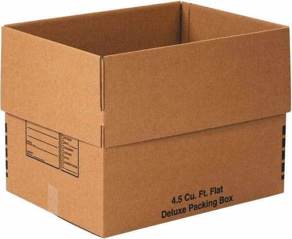 Made in USA - 18" Wide x 24" Long x 18" High Rectangle Moving Boxes - 1 Wall, Kraft (Color), 65 Lb Capacity - Industrial Tool & Supply