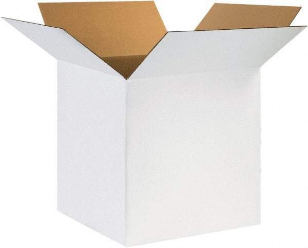 Made in USA - 24" Wide x 24" Long x 24" High Square Corrugated Shipping Box - 1 Wall, White, 65 Lb Capacity - Industrial Tool & Supply