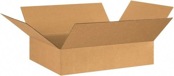 Made in USA - 20" Wide x 26" Long x 6" High Rectangle Corrugated Shipping Box - 1 Wall, Kraft (Color), 65 Lb Capacity - Industrial Tool & Supply