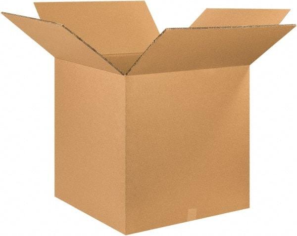 Made in USA - 28" Wide x 28" Long x 28" High Square Heavy Duty Corrugated Box - 2 Walls, Kraft (Color), 100 Lb Capacity - Industrial Tool & Supply
