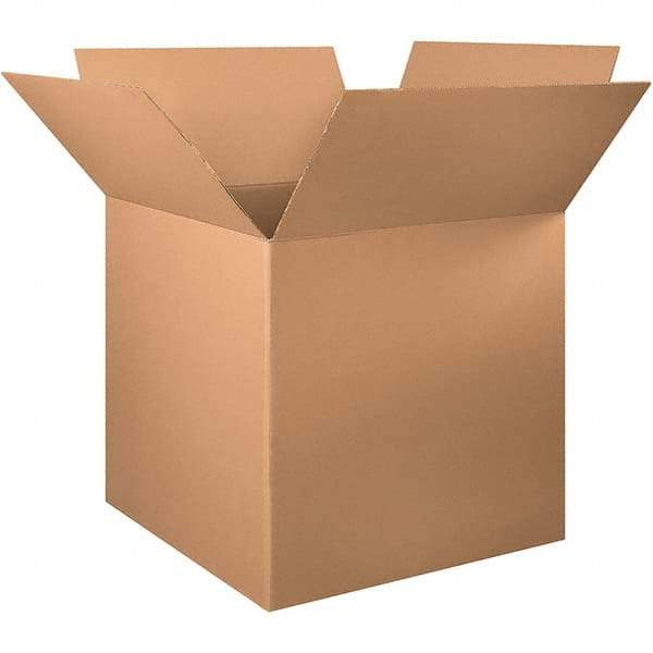 Made in USA - 34" Wide x 34" Long x 34" High Square Corrugated Shipping Box - 1 Wall, Kraft (Color), 65 Lb Capacity - Industrial Tool & Supply