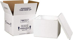 Made in USA - 9-1/2" Wide x 9-1/2" Long x 7" High Rectangle Insulated Box - 1 Wall, White - Industrial Tool & Supply
