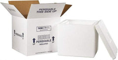 Made in USA - 12" Wide x 12" Long x 11-1/2" High Rectangle Insulated Box - 1 Wall, White - Industrial Tool & Supply