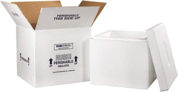 Made in USA - 16-3/4" Wide x 16-3/4" Long x 15" High Rectangle Insulated Box - 1 Wall, White - Industrial Tool & Supply