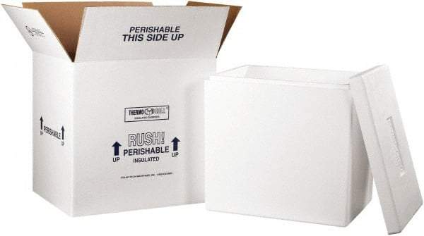 Made in USA - 14" Wide x 18" Long x 19" High Rectangle Insulated Box - 1 Wall, White - Industrial Tool & Supply