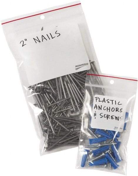 Minigrip - 3 x 4", 4 mil Minigrip White Block Reclosable Polybags - Clear - Industrial Tool & Supply