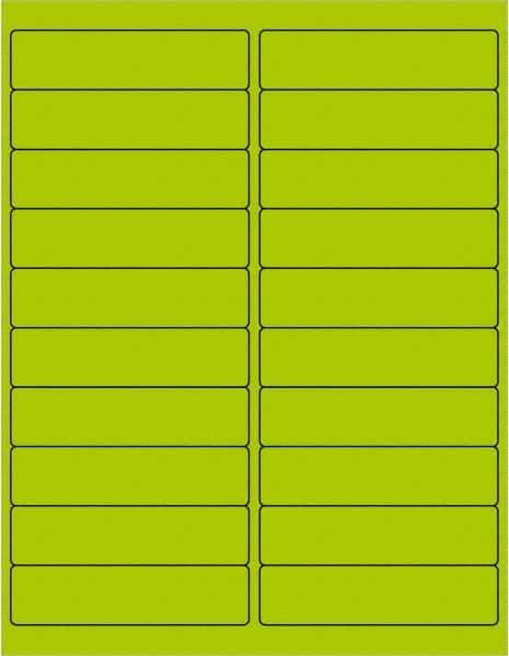 Tape Logic - 4" Long, Fluorescent Green Paper Laser Label - For Laser Printers - Industrial Tool & Supply