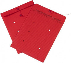 Made in USA - 13" Long x 10" Wide Draw String Inter-Department Envelope - Red - Industrial Tool & Supply