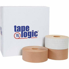 Tape Logic - 3" x 150 Yd Kraft Water Activated Adhesive Packaging Tape - Paper Backing, 5 mil Thick - Industrial Tool & Supply