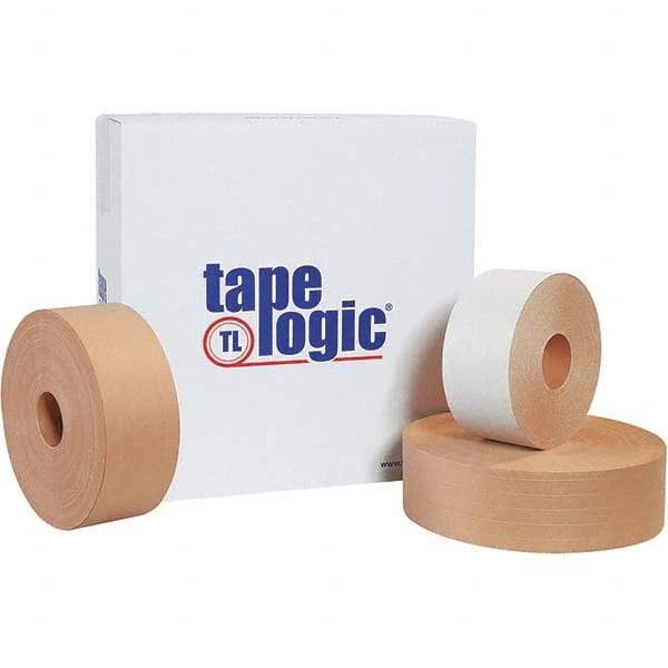 Tape Logic - 3" x 900' Kraft Water Activated Adhesive Packaging Tape - Paper Backing, 5 mil Thick - Industrial Tool & Supply