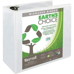 Samsill - 850 Sheet Capacity, 8-1/2 x 11", View Ring Binder - Polypropylene, White - Industrial Tool & Supply