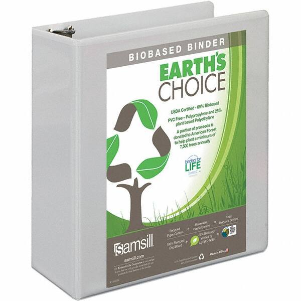 Samsill - 650 Sheet Capacity, 8-1/2 x 11", View Ring Binder - Polypropylene, White - Industrial Tool & Supply
