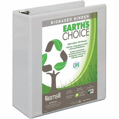 Samsill - 650 Sheet Capacity, 8-1/2 x 11", View Ring Binder - Polypropylene, White - Industrial Tool & Supply