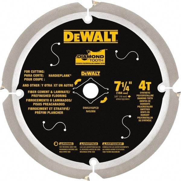 DeWALT - 7-1/4" Diam, 15.88mm Arbor Hole Diam, 16 Tooth Wet & Dry Cut Saw Blade - Steel, Smooth Action, Standard Round Arbor - Industrial Tool & Supply