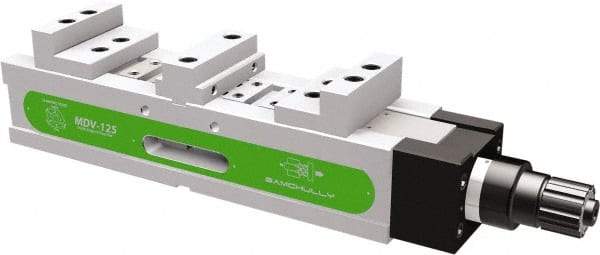 Samchully - 125mm Jaw Width, 141, 144.5, 187 & 190.5mm Jaw Opening Capacity, Horizontal Stationary Machine Vise - Manual Operation, 2 Stations, 671mm Long x 38.1mm Deep, 40mm Jaw Height, Alloy Steel - Industrial Tool & Supply