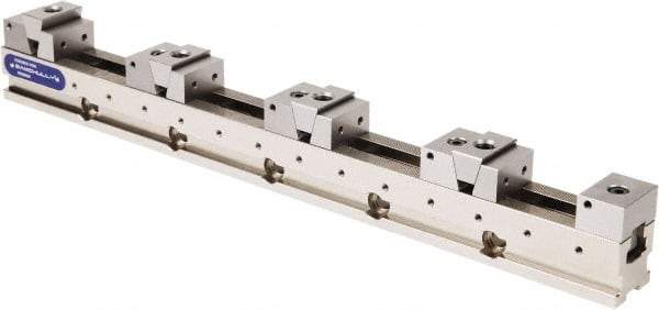Samchully - 50mm Jaw Width, 500, 215, 120 & 75mm Jaw Opening Capacity, Horizontal Stationary Machine Vise - Manual Operation, 4 Stations, 600mm Long x 24.9mm Deep, 25mm Jaw Height, Alloy Steel - Industrial Tool & Supply