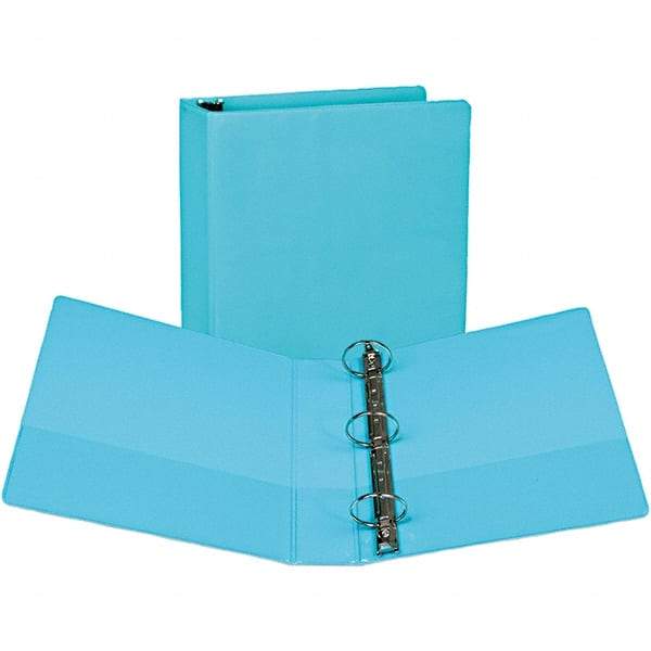 Samsill - 400 Sheet Capacity, 8-1/2 x 11", View Ring Binder - Vinyl Covered Chipboard, Turquoise - Industrial Tool & Supply