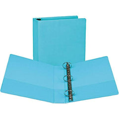 Samsill - 400 Sheet Capacity, 8-1/2 x 11", View Ring Binder - Vinyl Covered Chipboard, Turquoise - Industrial Tool & Supply