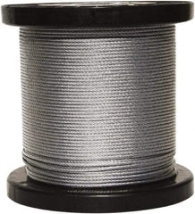 Loos & Co. - 250' Long, 3/16" x 3/16" Diam, Galvanized Wire Rope - 4,200 Lb Breaking Strength, 7 x 19 - Industrial Tool & Supply
