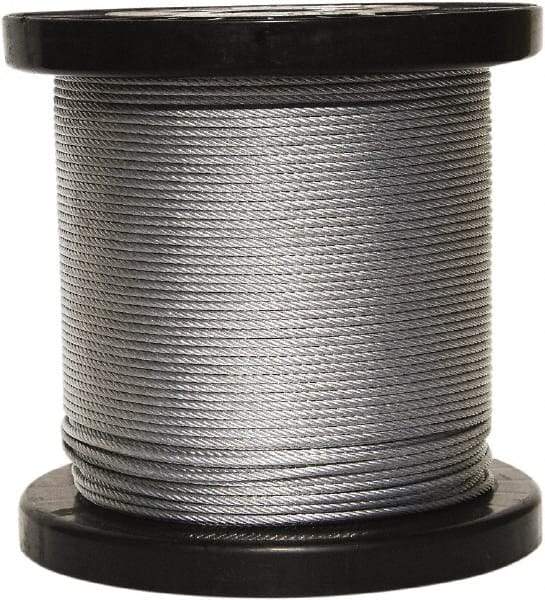 Loos & Co. - 3/16" x 1/8" Diam, Galvanized Steel Wire Rope - 2,000 Lb Breaking Strength, 7 x 19, Vinyl Coating - Industrial Tool & Supply