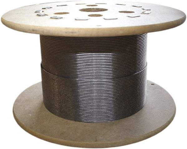 Loos & Co. - 500' Long, 1/16" x 1/16" Diam, Stainless Steel Wire Rope - 480 Lb Breaking Strength, 7 x 19 - Industrial Tool & Supply