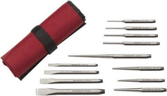 GearWrench - 12 Piece Center Punch, Cold Chisel, Starter & Long Taper Punch Set - 1/4 to 5/8" Chisel, 3/8 to 1/2" Punch, Hex Shank - Industrial Tool & Supply