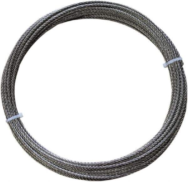 Loos & Co. - 100' Long, 1/16" x 1/16" Diam, Stainless Steel Wire Rope - 480 Lb Breaking Strength, 7 x 19 - Industrial Tool & Supply