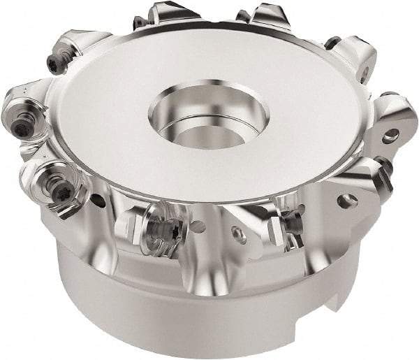 Seco - 89.6mm Cut Diam, 6mm Max Depth, 1-1/2" Arbor Hole, 12 Inserts, RNMU12.. Insert Style, Indexable Copy Face Mill - R220.28 Cutter Style, 8,800 Max RPM, 2 High, Through Coolant, Series R220.28 - Industrial Tool & Supply