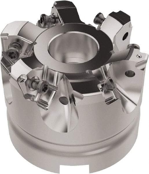 Seco - 63mm Cut Diam, 27mm Arbor Hole, 6.96mm Max Depth of Cut, 92° Indexable Chamfer & Angle Face Mill - 6 Inserts, XNEX080816 Insert, Right Hand Cut, 6 Flutes, Through Coolant, Series R220.79 - Industrial Tool & Supply