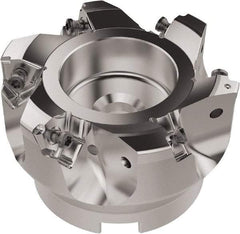 Seco - 80mm Cut Diam, 27mm Arbor Hole, 6.96mm Max Depth of Cut, 92° Indexable Chamfer & Angle Face Mill - 6 Inserts, XNEX080816 Insert, Right Hand Cut, 6 Flutes, Through Coolant, Series R220.79 - Industrial Tool & Supply