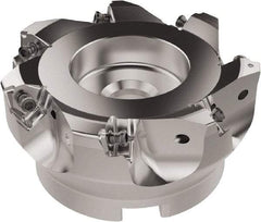 Seco - 100mm Cut Diam, 32mm Arbor Hole, 6.96mm Max Depth of Cut, 92° Indexable Chamfer & Angle Face Mill - 7 Inserts, XNEX080816 Insert, Right Hand Cut, 7 Flutes, Through Coolant, Series R220.79 - Industrial Tool & Supply